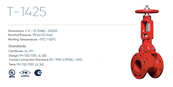 شیر دروازه ای آتشنشانی Os&y Gate Valve