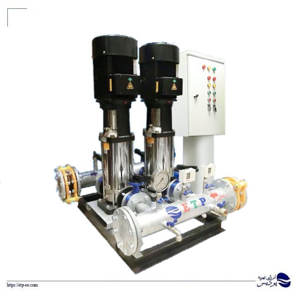 بوستر پمپ آبرسانی دو خط با الکتروپمپ های عمودی طبقاتی